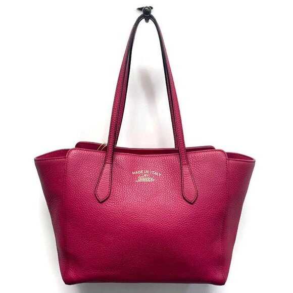 Gucci - Fuchsia Pebble Leather Medium Swing Tote - Picture 1 of 9